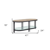 52" Sintered Stone And Dark Brown Sintered Stone Coffee Table With Drawer