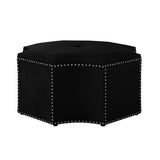 33" Black Velvet Specialty Cocktail Ottoman