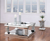 47" Silver Glass Mirrored Coffee Table