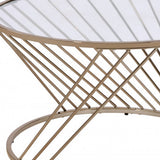 32" Champagne And Clear Glass And Metal Round Coffee Table