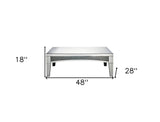 48" Silver Glass Mirrored Coffee Table With Shelf