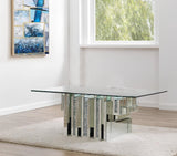 47" Silver Glass Mirrored Coffee Table