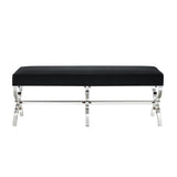 48" Black And Clear Upholstered Velvet Bench