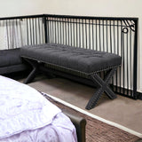 45" Dark Gray Upholstered Linen Bench
