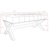 45" Dark Gray Upholstered Linen Bench