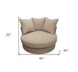 44" Sand Linen Solid Color Swivel Barrel Chair