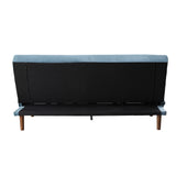 76" Teal Velvet And Wood Brown Sleeper Sofa