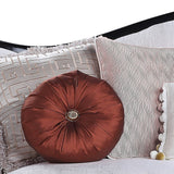 86" Beige And Black Sofa With Seven Toss Pillows