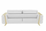 90" White And Silver Italian Leather Sofa