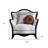 49" Tan And Brown Fabric Floral Tufted Wingback Chair