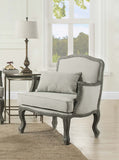 45" Brown Linen And Black Tufted Chesterfield Chair