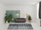 8' x 11' White And Blue Abstract Hand Loomed Area Rug