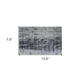 8' x 11' White And Blue Abstract Hand Loomed Area Rug
