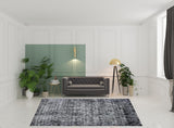 8' x 11' Silver And Charcoal Striped Hand Loomed Area Rug