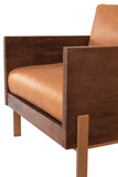 31" Carmel Brown Top Grain Leather And Gold Arm Chair