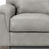 91" Gray Leather And Black Sofa
