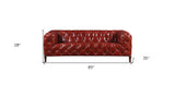 85" Merlot Top Grain Leather And Black Sofa