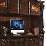 76" Dark Brown Wood Unique Credenza Desk With Four Cabinets Three Drawers