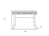 42" White Writing Desk With Two Drawers