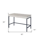 42" Natural and Black Writing Desk With Two Drawers