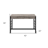 42" Natural and Black Writing Desk With Two Drawers