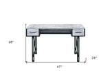64" Clear and Gold Glass Writing Desk With Four Drawers