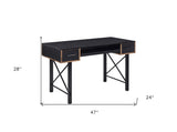 47" Antiqued White and Black Computer Desk With Two Drawers