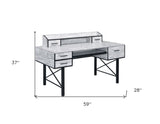 47" Black Computer Desk With Two Drawers