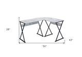 50" Brown and Black L Shape Writing Desk
