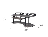 71" Natural and Black Unique Computer Desk