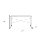 48" White and Gold Writing Desk