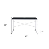 47" White and Silver Writing Desk
