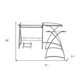 51" Clear and Black Glass L Shape Computer Desk
