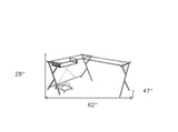 62" Black Glass L Shape Computer Desk