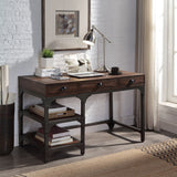 67" White and Gray Marble L Shape Writing Desk