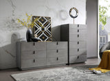 32" White Manufactured Wood + Solid Wood Stainless Steel Six Drawer Chest