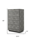 33" Black Gold Manufactured Wood + Solid Wood Stainless Steel Five Drawer Chest
