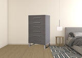30" Grey Manufactured Wood + Solid Wood Stainless Steel Six Drawer Chest