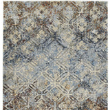 5' X 8' Brown Light Blue And Gray Distressed Diamond Area Rug