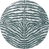 8' X 8' Grey Round Zebra Print Shag Handmade Non Skid Area Rug