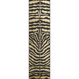 3' X 8' Black and Gold Animal Print Shag Handmade Non Skid Runner Rug