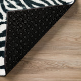 8' X 8' Black and Gold Round Animal Print Shag Handmade Non Skid Area Rug
