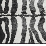 2' X 3' Black and White Zebra Print Shag Handmade Non Skid Area Rug