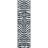 3' X 8' Black and White Zebra Print Shag Handmade Non Skid Runner Rug