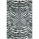 5' X 8' Black and White Zebra Print Shag Handmade Non Skid Area Rug