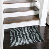 8' X 8' Black and White Zebra Print Round Shag Handmade Non Skid Area Rug