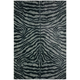 3' X 5' Black and Gray Zebra Print Shag Handmade Non Skid Area Rug