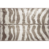 2' X 3' Mocha and Cream Zebra Print Shag Handmade Non Skid Area Rug