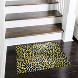 8' X 8' Grey Leopard Print Round Shag Handmade Non Skid Area Rug
