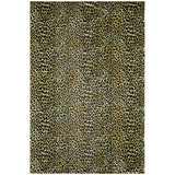8' X 10' Black and Gold Leopard Print Shag Handmade Non Skid Area Rug